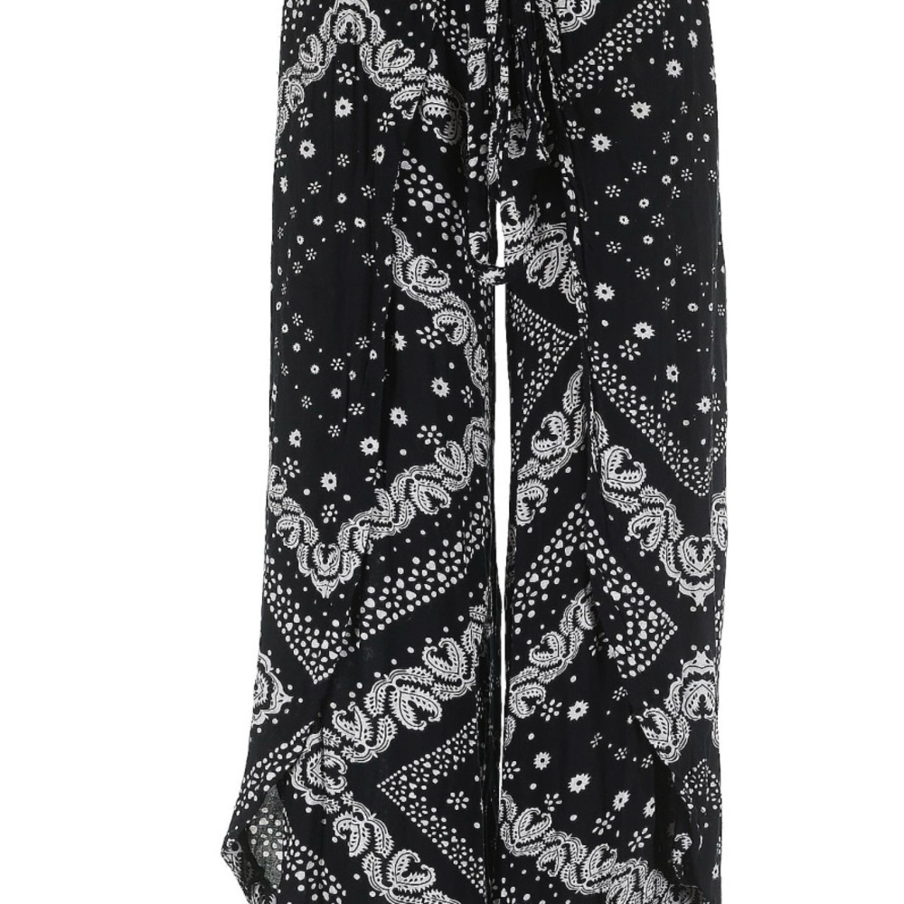 Japna Black and White Paisley Pants